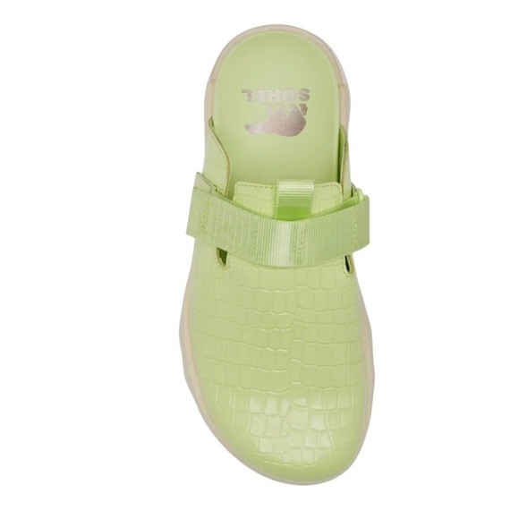 Sorel Viibe Platform Clog Size 9.5 Lime/Green Leather Adjustable Strap Cushy New - Picture 4 of 14
